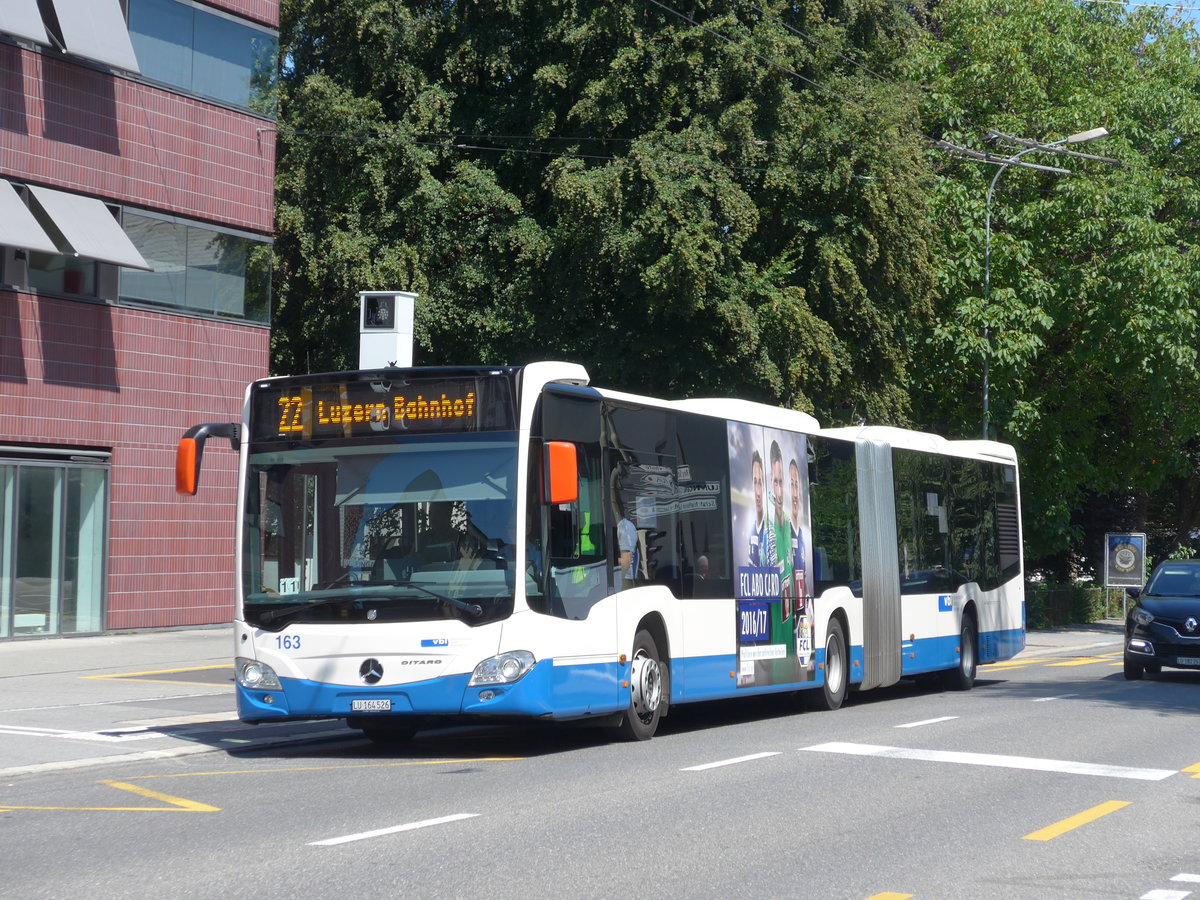 (173'780) - VBL Luzern - Nr. 163/LU 164'526 - Mercedes am 8. August 2016 in Luzern, Maihof