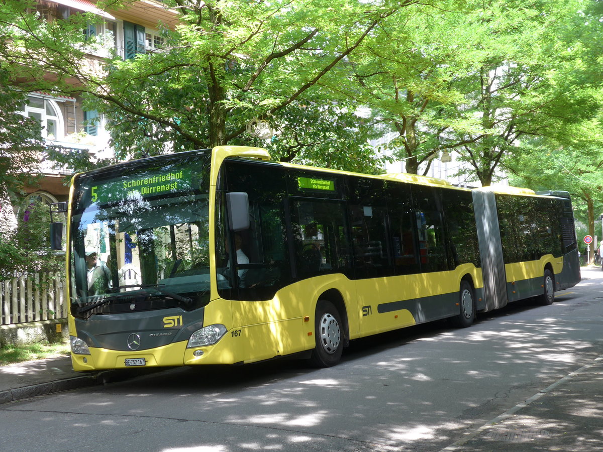 (173'920) - STI Thun - Nr. 167/BE 752'167 - Mercedes am 19. August 2016 beim Bahnhof Thun (prov. Haltestelle)