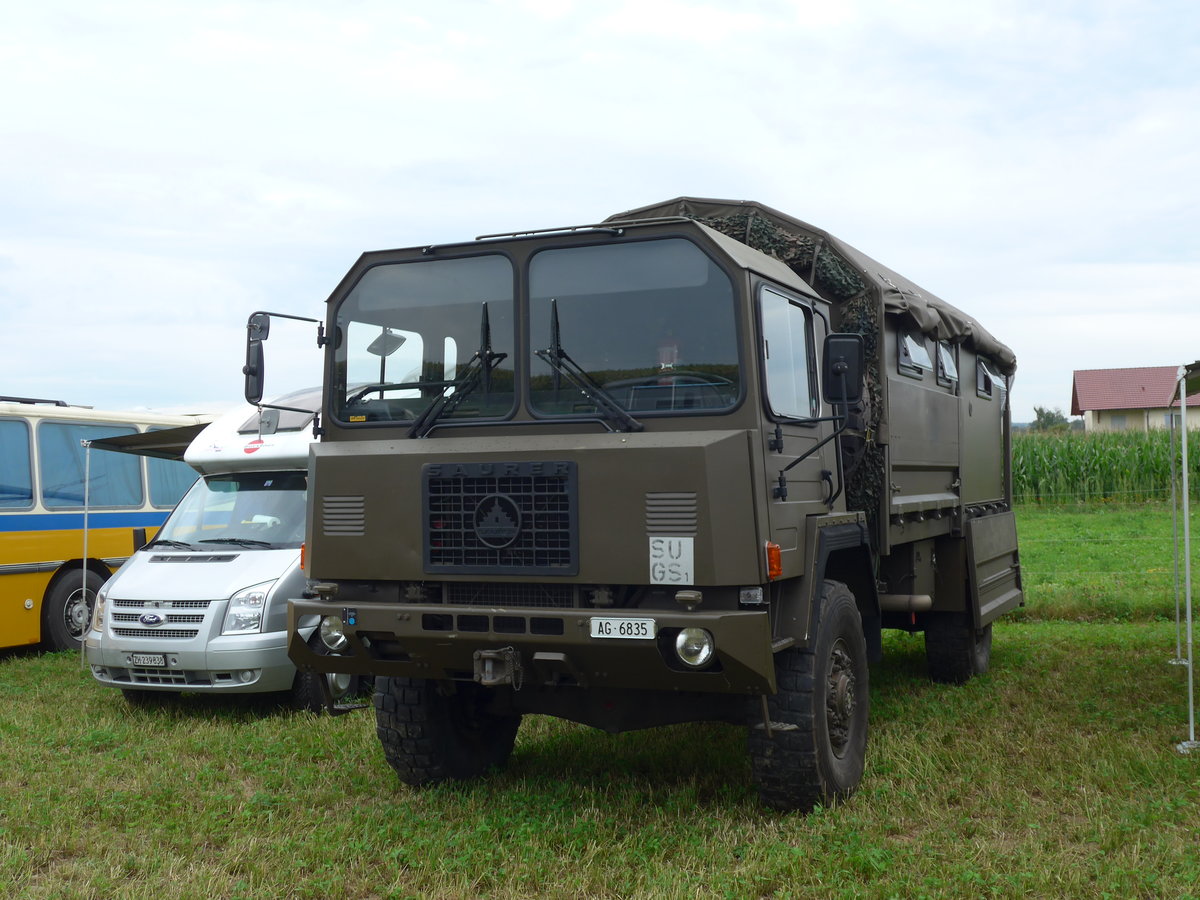 (173'979) - Saurer - AG 6835 - am 20. August 2016 in Bsingen, Bahnhof