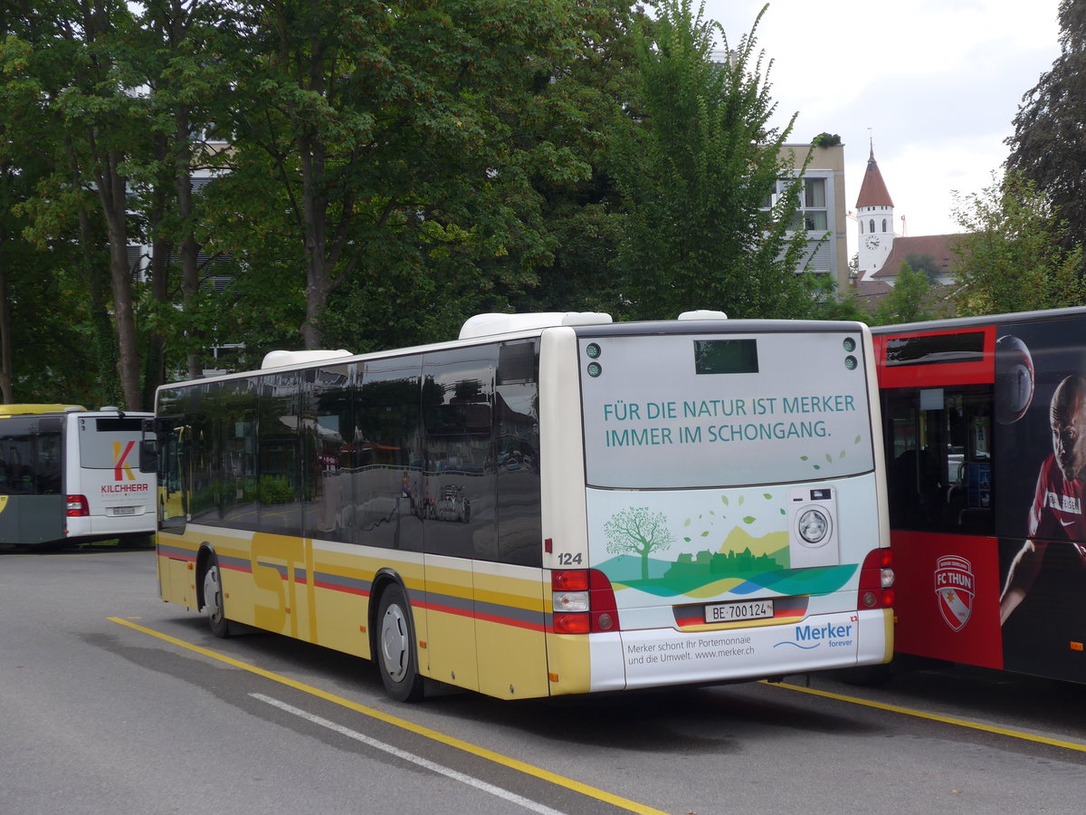 (174'112) - STI Thun - Nr. 124/BE 700'124 - MAN am 20. August 2016 bei der Schifflndte Thun