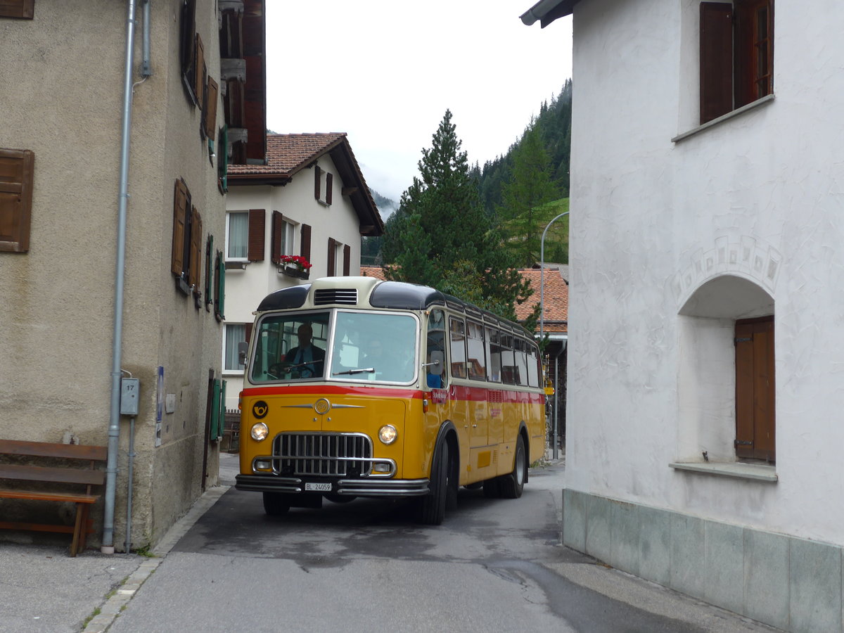 (174'161) - Tanner&Lambach, Reigoldswil - Nr. 2/BL 24'059 - FBW/R&J (ex Hunziker, Rschlikon; ex P 24'059; ex P 21'559) am 21. August 2016 in Innerferrera