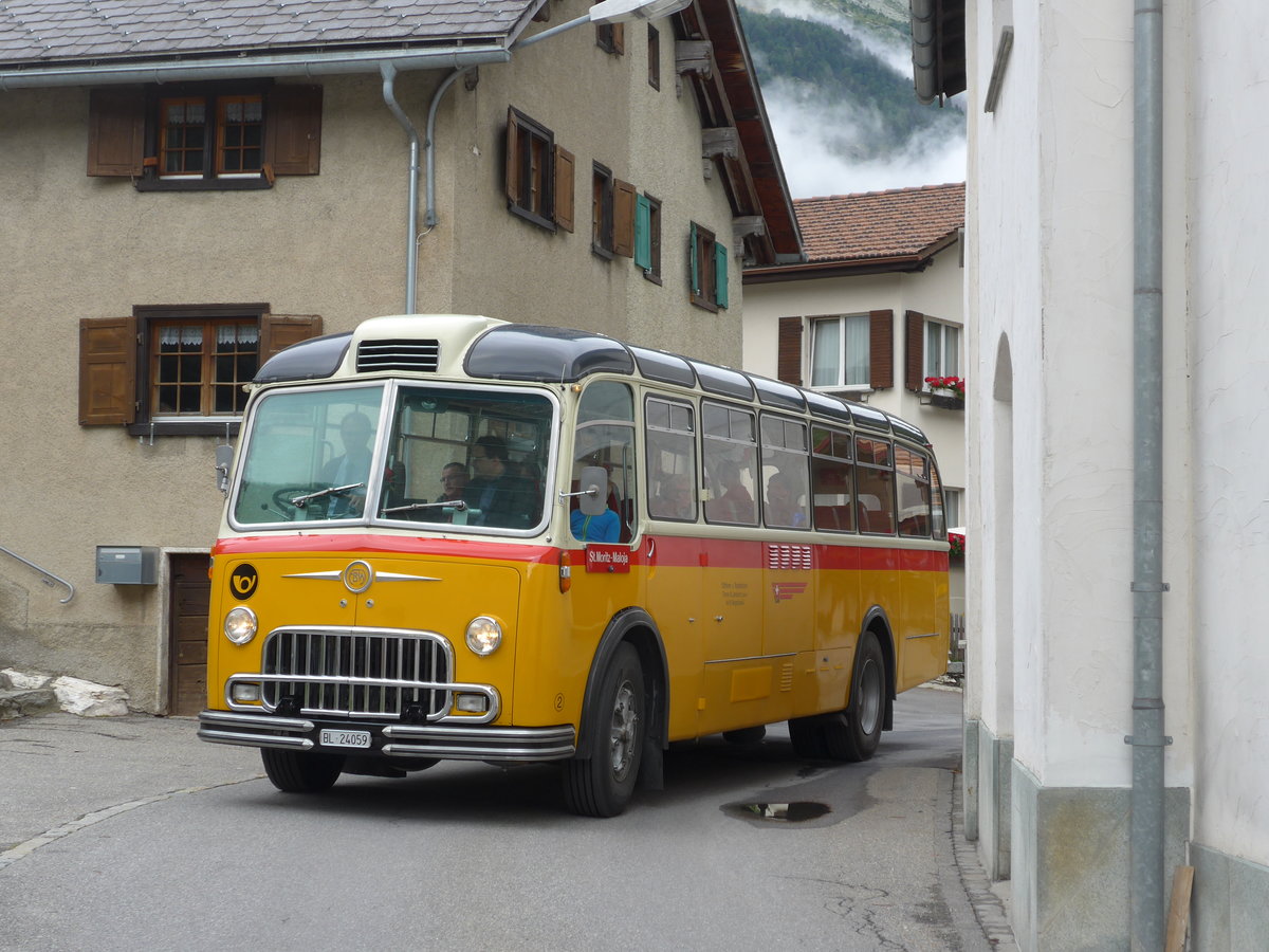 (174'163) - Tanner&Lambach, Reigoldswil - Nr. 2/BL 24'059 - FBW/R&J (ex Hunziker, Rschlikon; ex P 24'059; ex P 21'559) am 21. August 2016 in Innerferrera