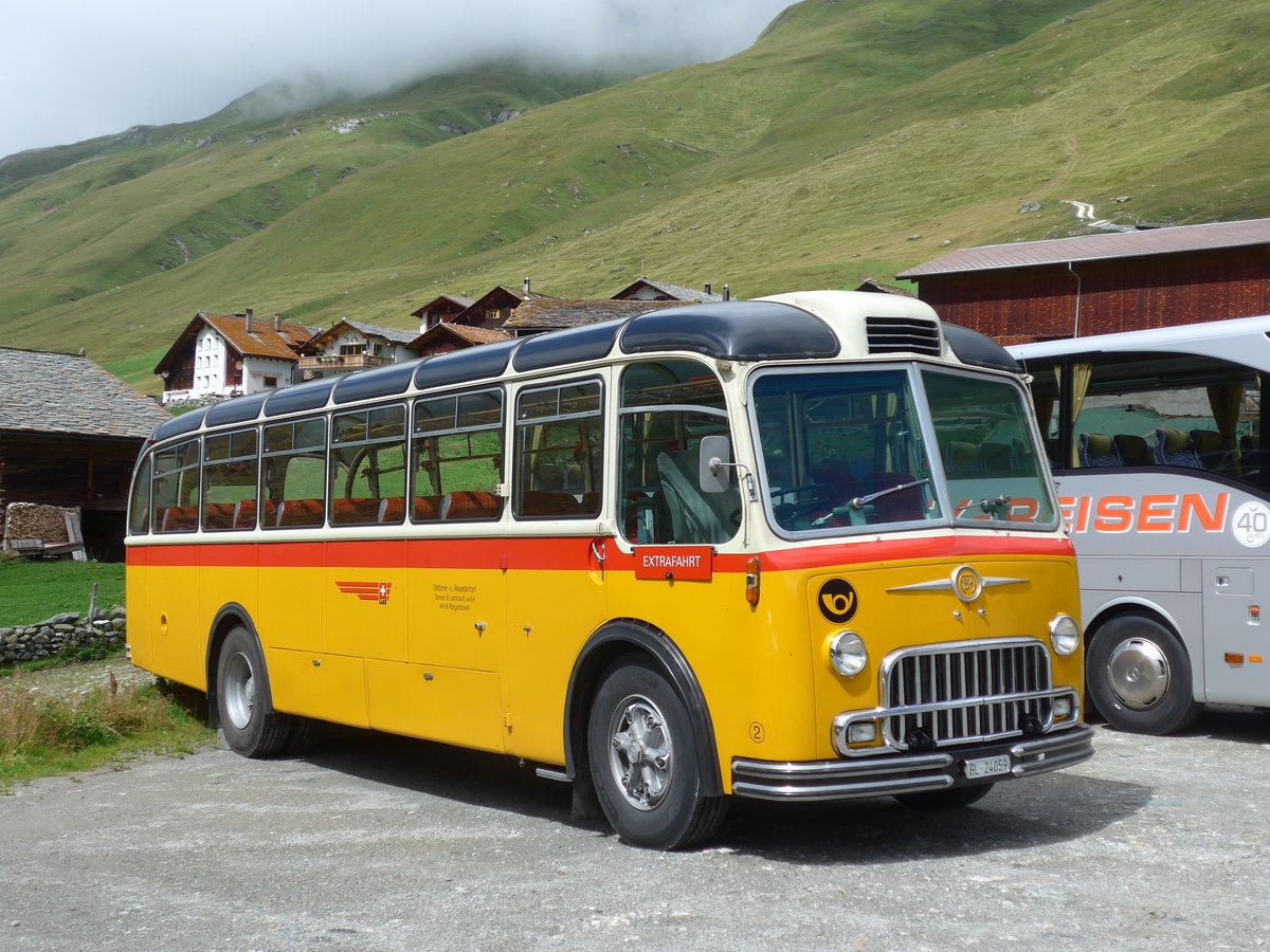 (174'205) - Tanner&Lambach, Reigoldswil - Nr. 2/BL 24'059 - FBW/R&J (ex Hunziker, Rschlikon; ex P 24'059; ex P 21'559) am 21. August 2016 in Juf