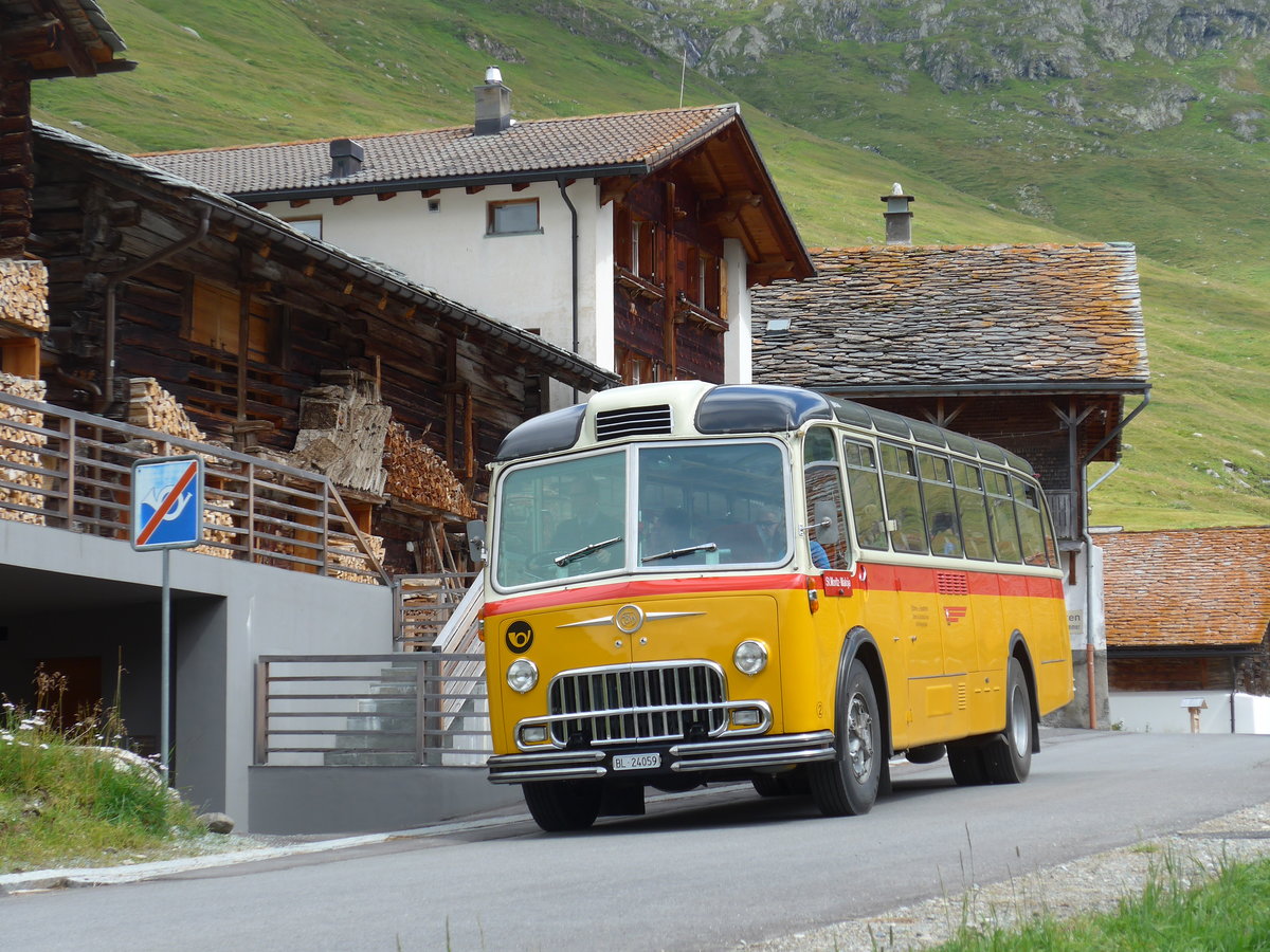 (174'213) - Tanner&Lambach, Reigoldswil - Nr. 2/BL 24'059 - FBW/R&J (ex Hunziker, Rschlikon; ex P 24'059; ex P 21'559) am 21. August 2016 in Juf