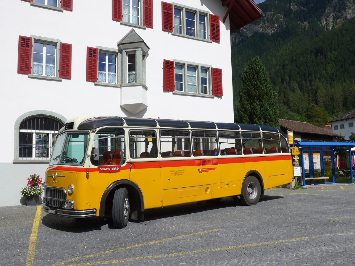 (174'240) - Tanner&Lambach, Reigoldswil - Nr. 2/BL 24'059 - FBW/R&J (ex Hunziker, Rschlikon; ex P 24'059; ex P 21'559) am 21. August 2016 in Andeer, Posta
