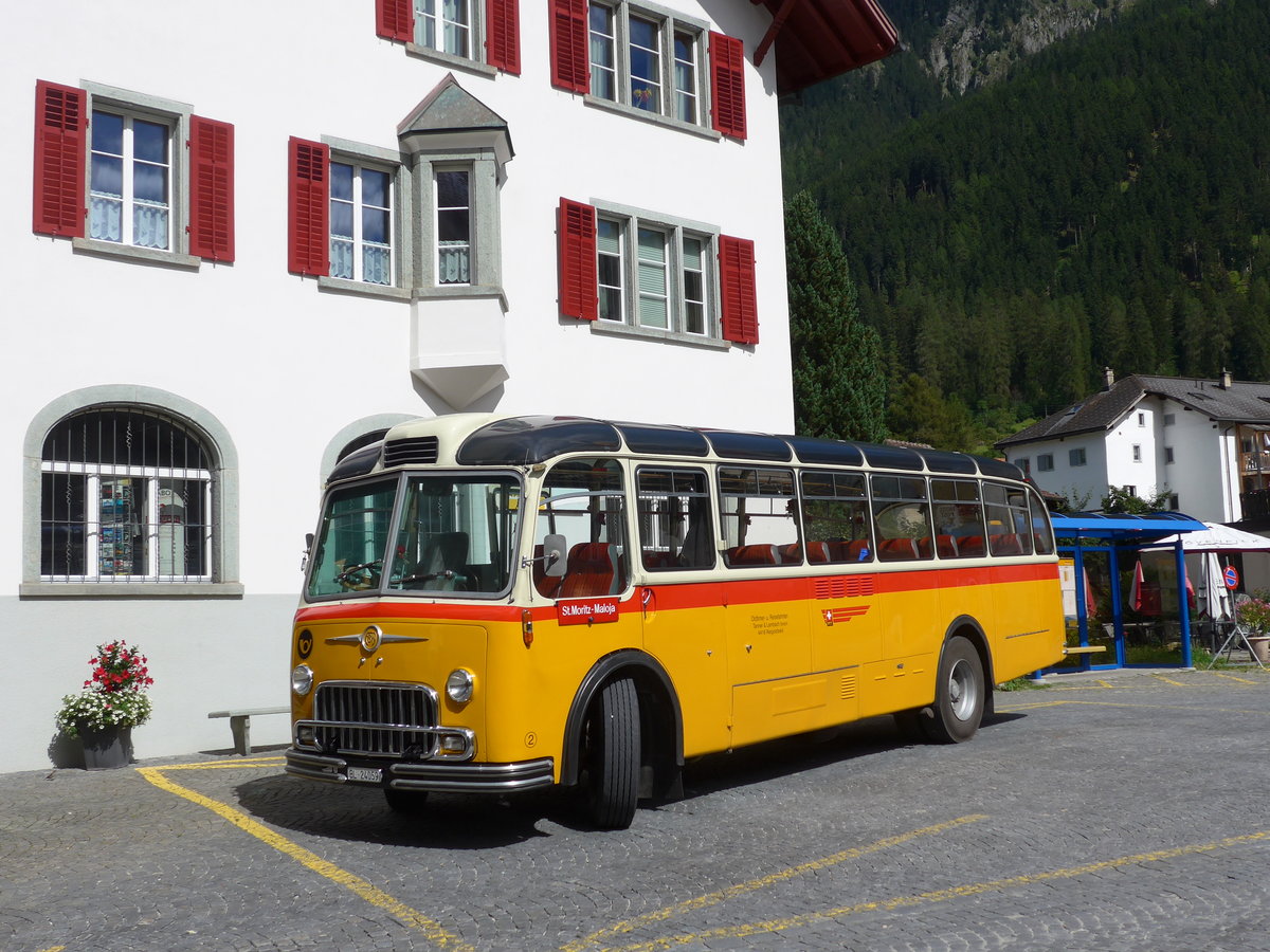 (174'241) - Tanner&Lambach, Reigoldswil - Nr. 2/BL 24'059 - FBW/R&J (ex Hunziker, Rschlikon; ex P 24'059; ex P 21'559) am 21. August 2016 in Andeer, Posta