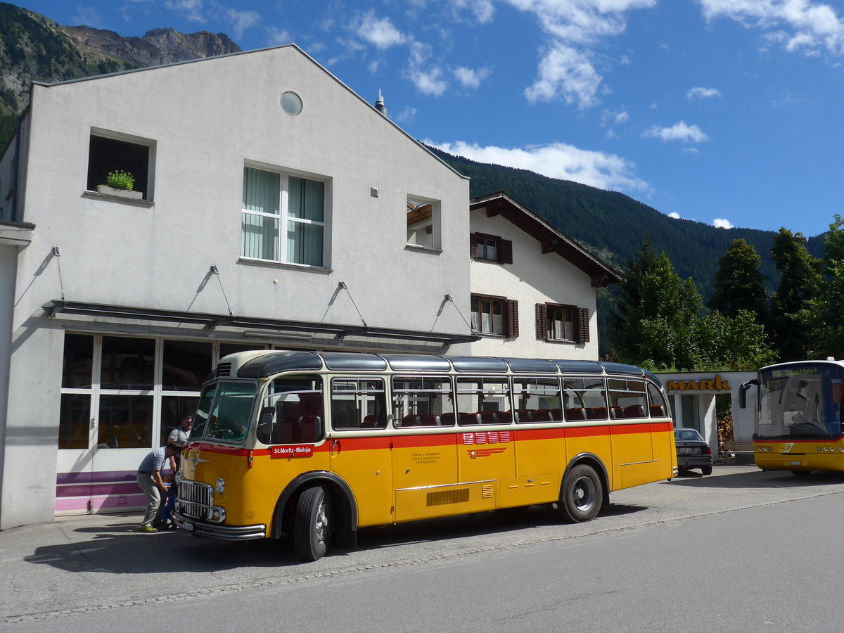 (174'243) - Tanner&Lambach, Reigoldswil - Nr. 2/BL 24'059 - FBW/R&J (ex Hunziker, Rschlikon; ex P 24'059; ex P 21'559) am 21. August 2016 in Andeer, Garage Mark