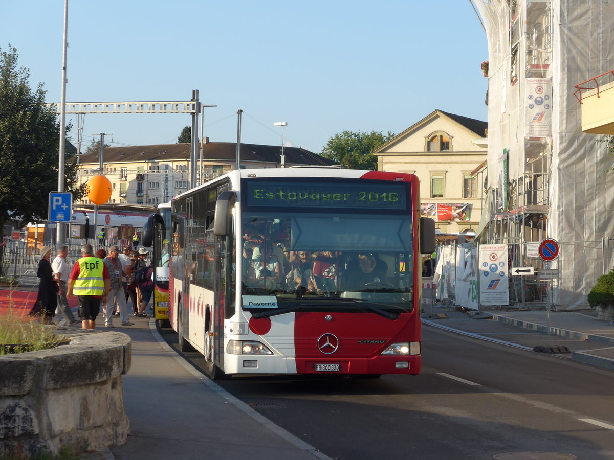 (174'324) - TPF Fribourg - Nr. 58/FR 300'330 - Mercedes am 28. August 2016 beim Bahnhof Payerne