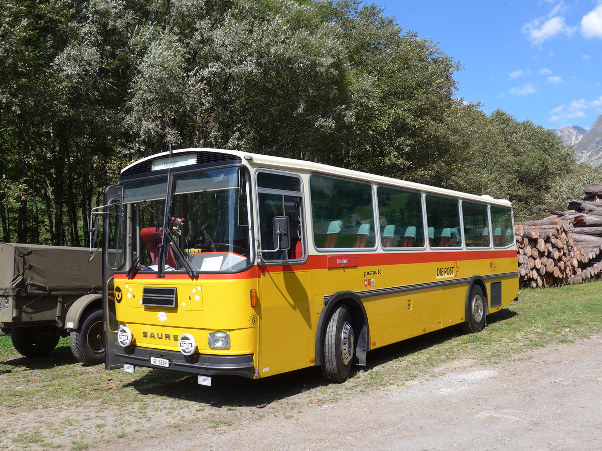 (174'737) - Fssler, Unteriberg - Nr. 6/SZ 5232 - Saurer/R&J (ex Schrch, Gutenburg Nr. 6; ex P 24'358) am 10. September 2016 in Campo, Saurertreffen