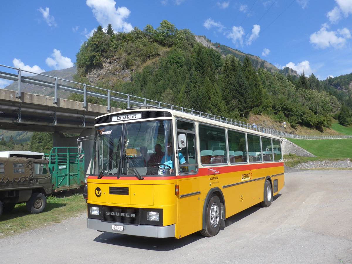 (174'782) - Voser, Neuenhof - AG 30'683 - Saurer/Tscher (ex Fischer, Roggwil; ex Mattli, Wassen) am 10. September 2016 in Campo, Saurertreffen