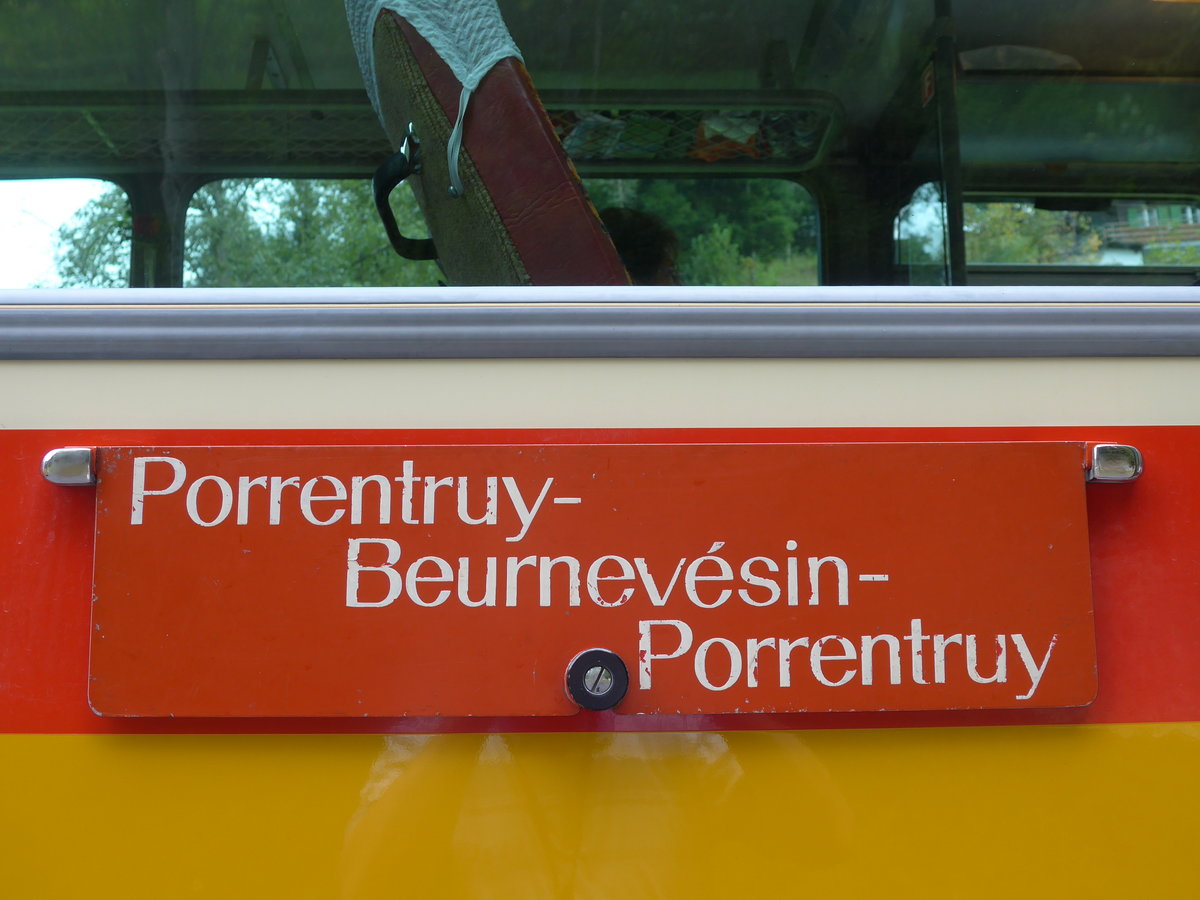(175'362) - PostAuto-Routentafel - Porrentruy-Beurnevsin-Porrentruy - am 2. Oktober 2016 in Schelten, Restaurant Scheltenmhle