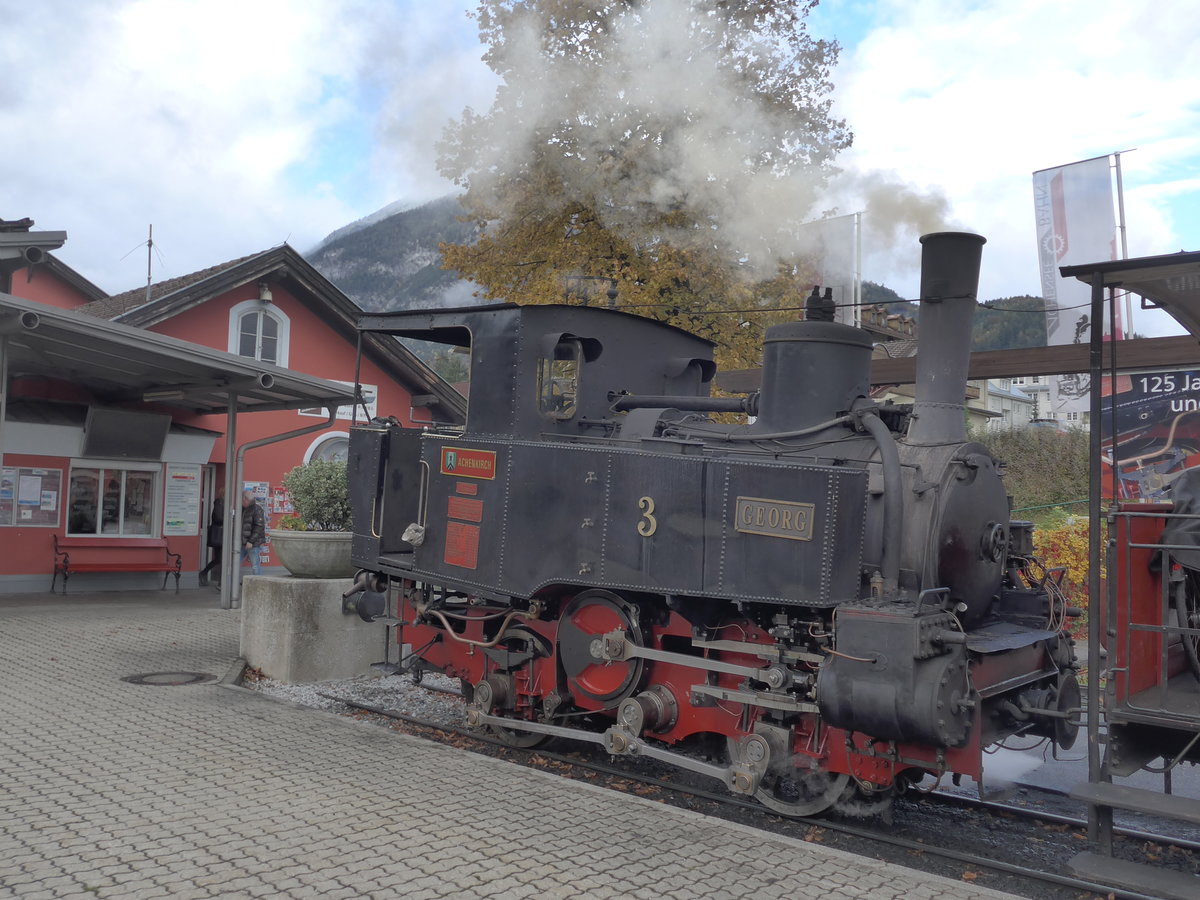 (176'029) - Zillertalbahn - Nr. 3 - am 20. Oktober 2016 im Bahnhof Jenbach