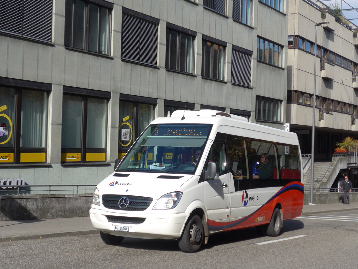 (176'250) - RVBW Wettingen - Nr. 16/AG 15'104 - Mercedes am 22. Oktober 2016 beim Bahnhof Baden