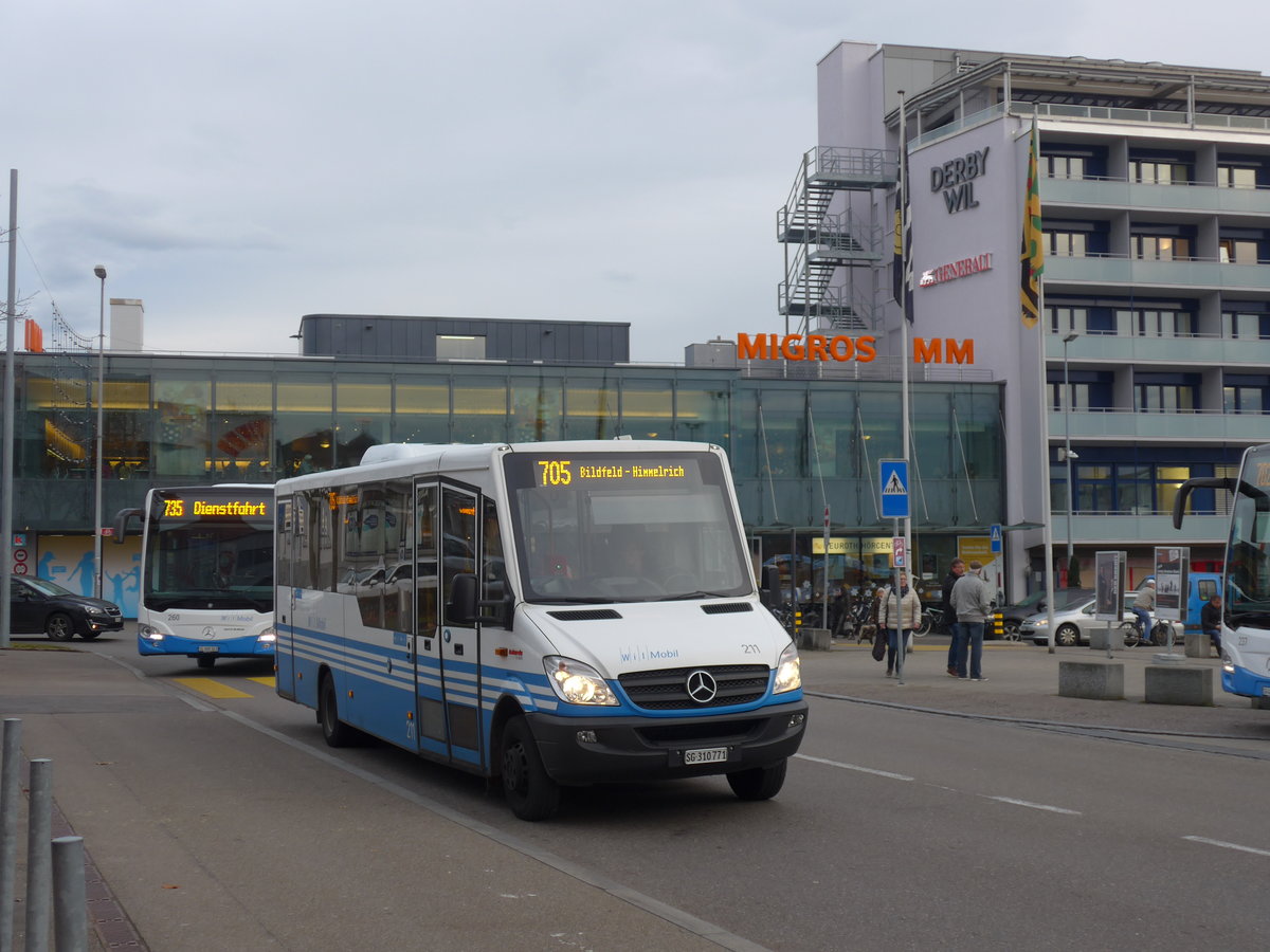 (176'723) - WilMobil, Wil - Nr. 211/SG 310'771 - Mercedes/Kutsenits am 23. November 2016 beim Bahnhof Wil