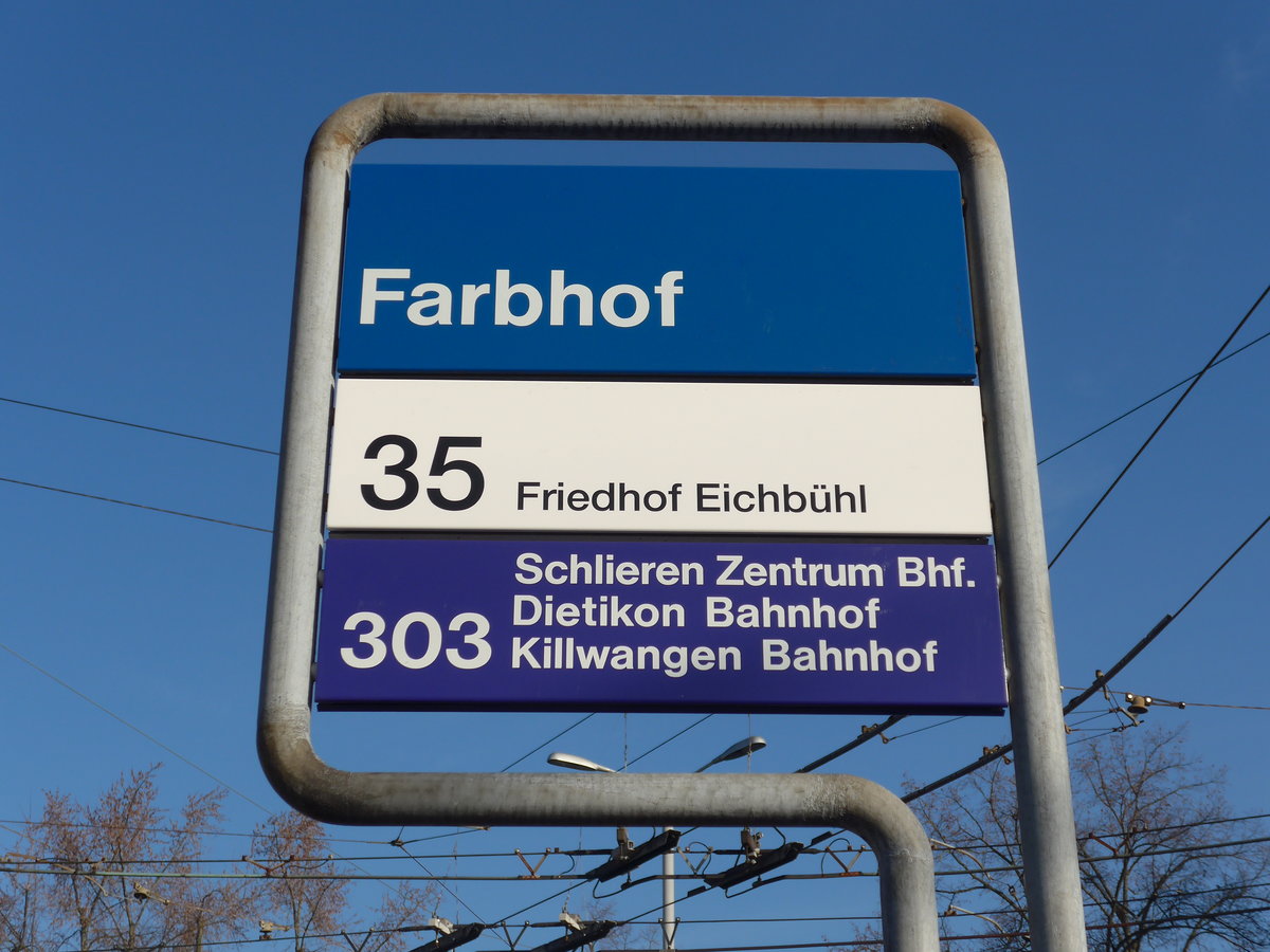 (176'916) - VBZ-Haltestelle - Zrich, Farbhof - am 6. Dezember 2016