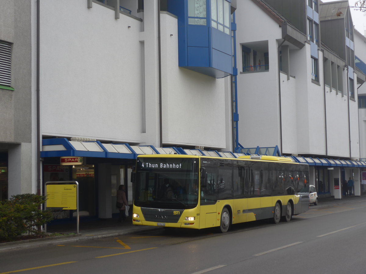 (177'218) - STI Thun - Nr. 189/BE 804'189 - MAN am 16. Dezember 2016 in Thun, Postbrcke