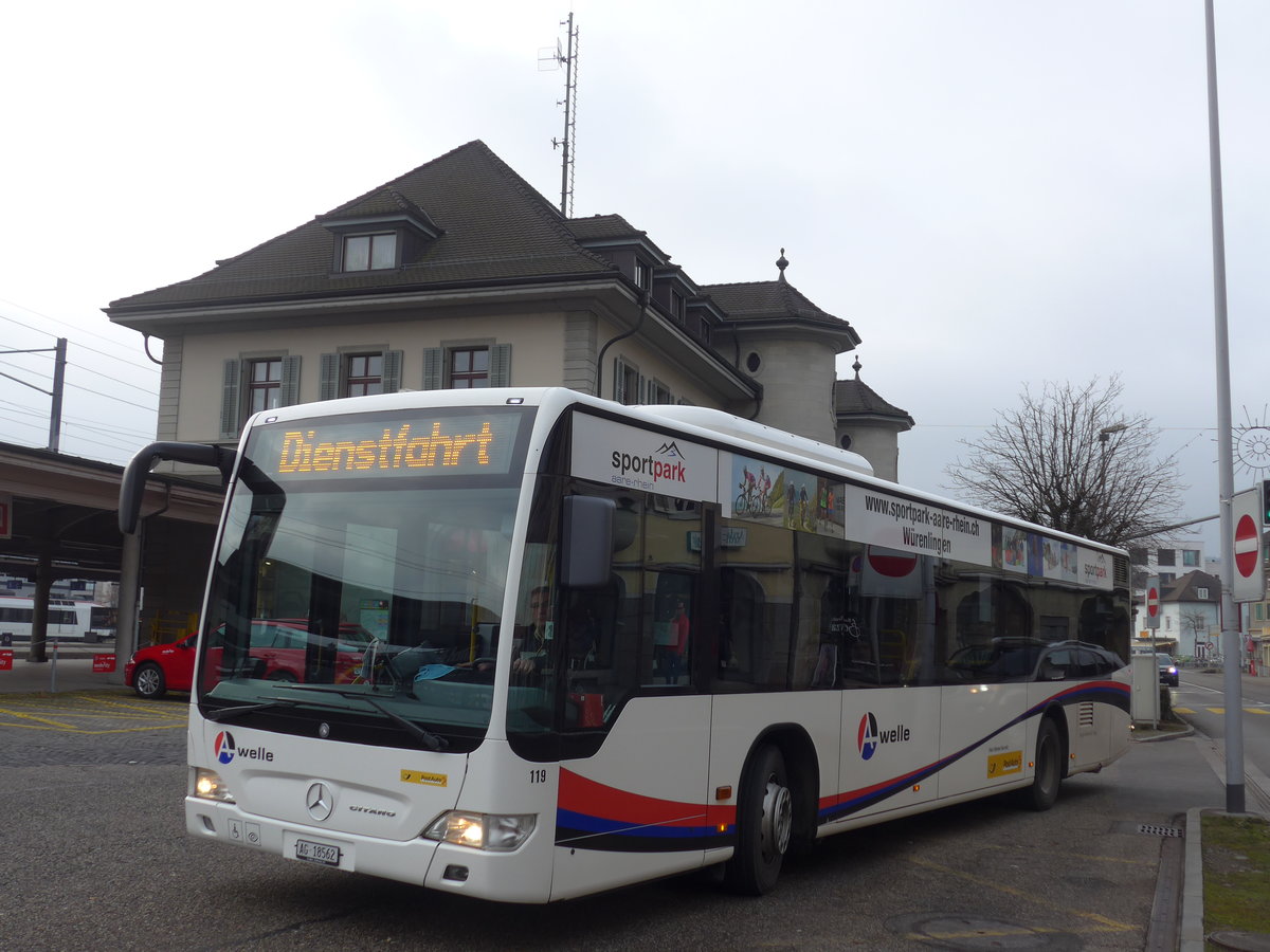 (177'284) - Voegtlin-Meyer, Brugg - Nr. 119/AG 18'562 - Mercedes am 24. Dezember 2016 beim Bahnhof Brugg