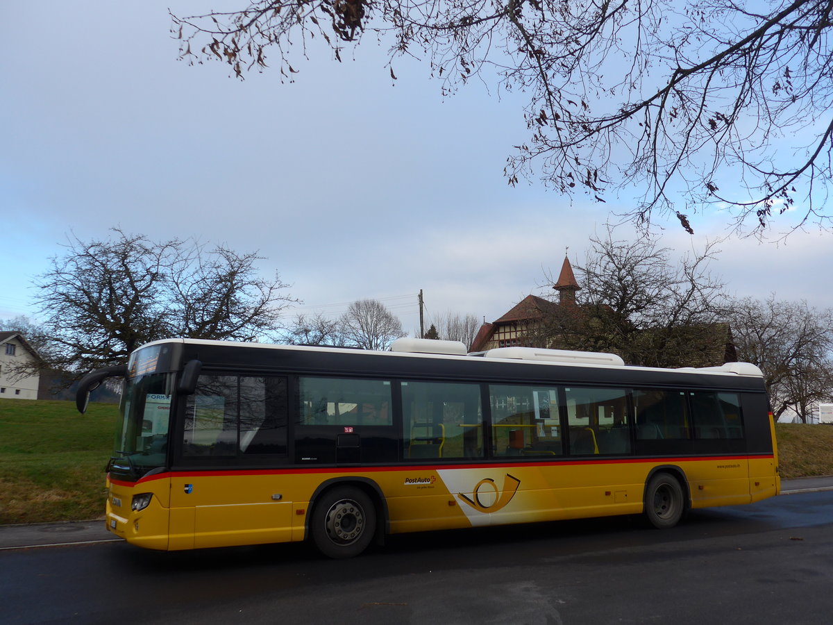 (177'317) - PostAuto Nordschweiz - AG 493'369 - Scania am 24. Dezember 2016 in Schiltwald, Wendeplatz