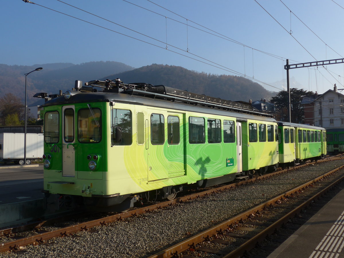 (177'537) - TPC-Triebwagen - Nr. 301 - am 1. Januar 2017 im Bahnhof Aigle
