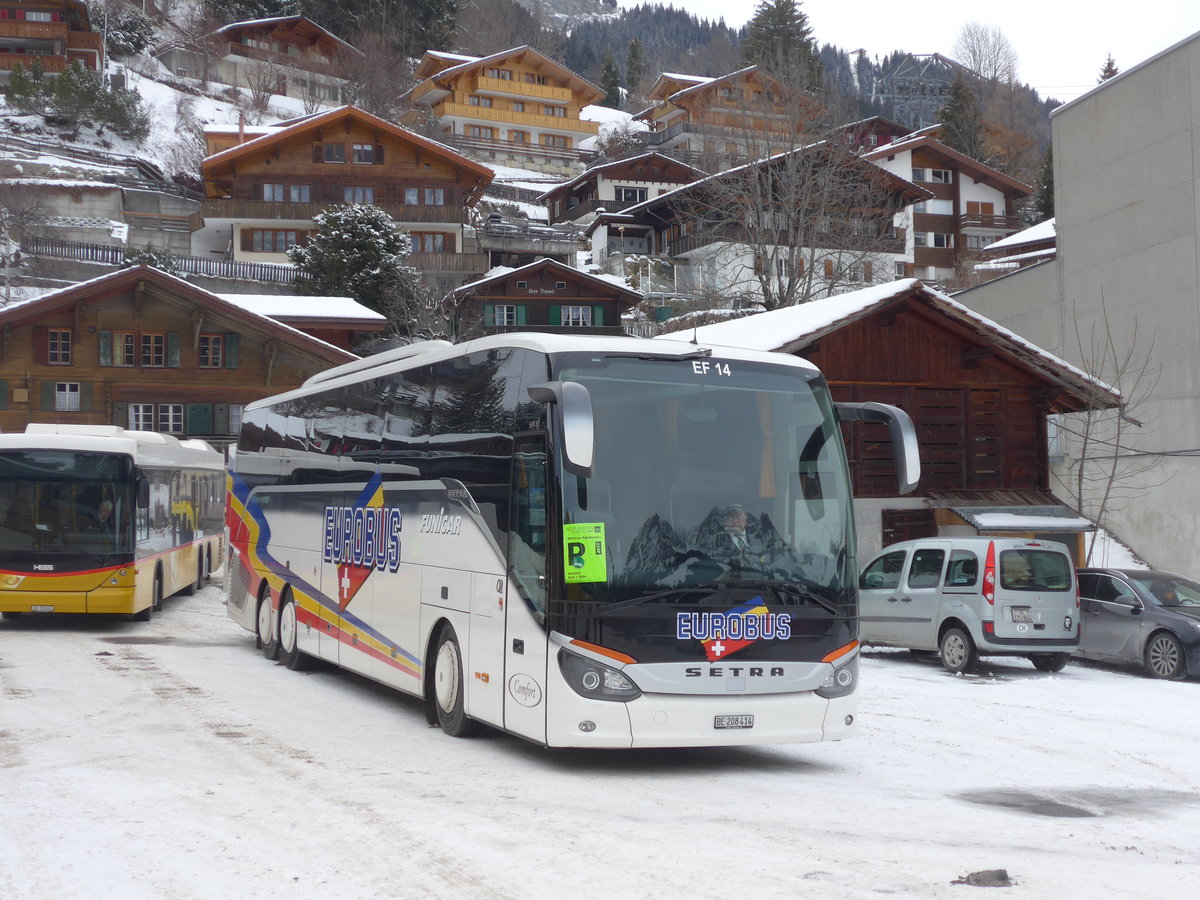 (177'874) - Funi-Car, Biel - Nr. 14/BE 208'414 - Setra am 7. Januar 2017 in Adelboden, Mineralquelle