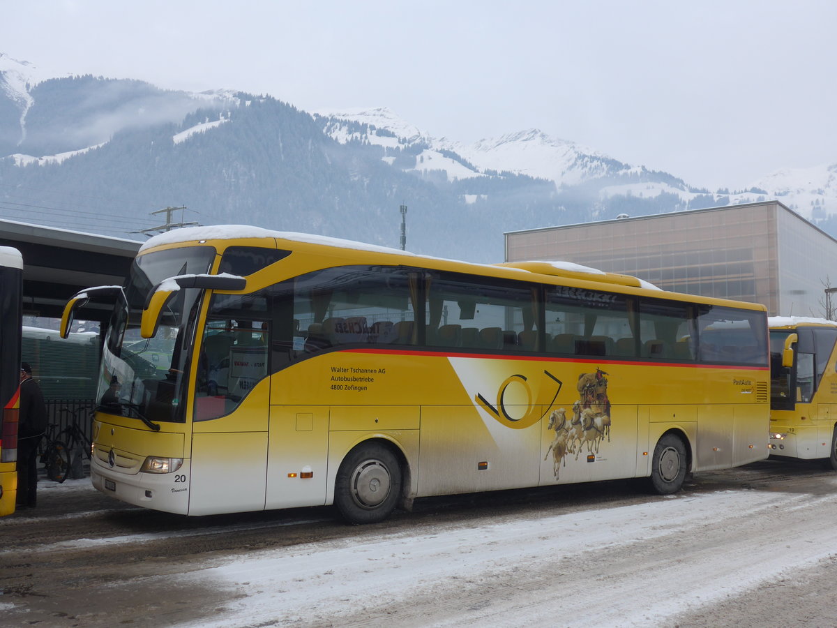 (177'924) - Tschannen, Zofingen - Nr. 20/AG 16'360 - Mercedes am 8. Januar 2017 beim Bahnhof Frutigen