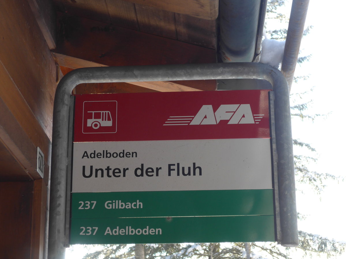 (178'029) - AFA-Haltestelle - Adelboden, Unter der Fluh - am 9. Januar 2017