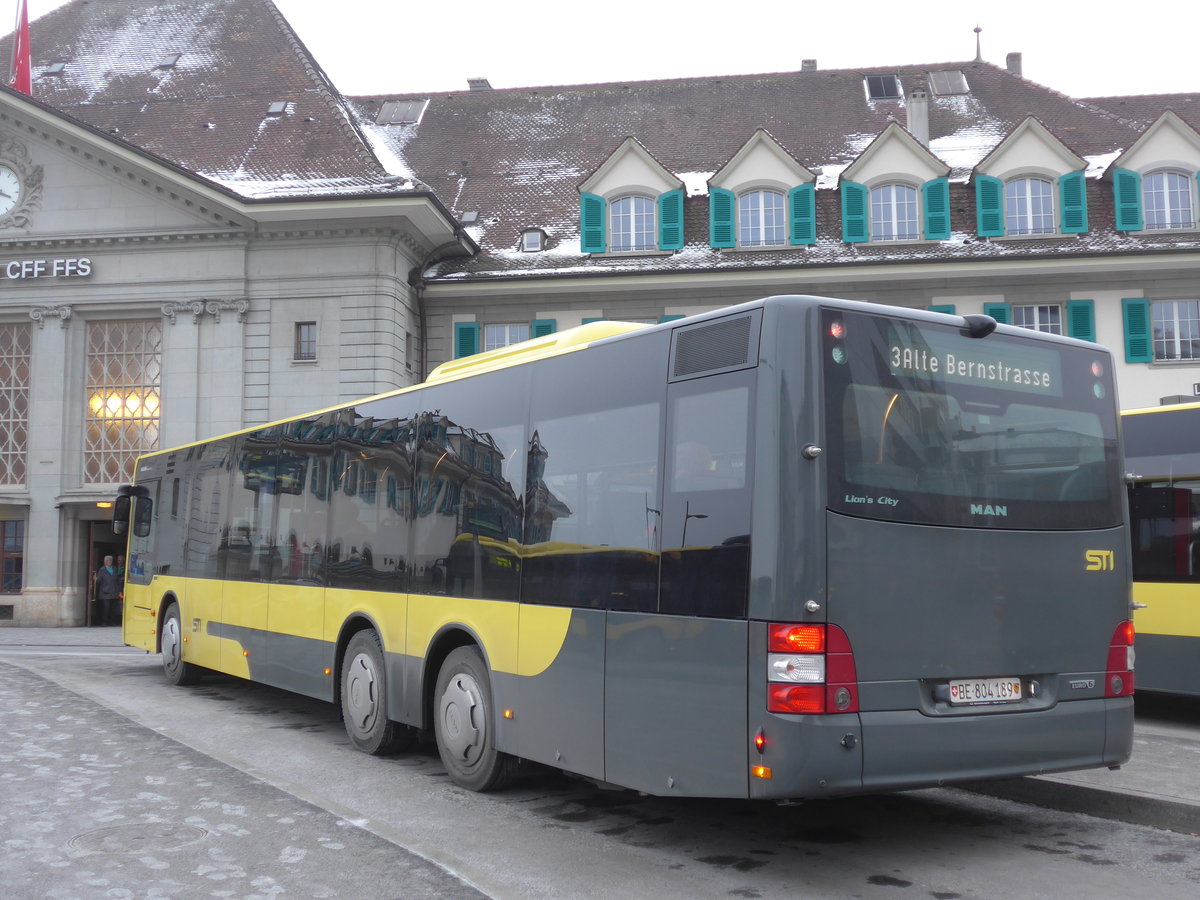 (178'162) - STI Thun - Nr. 189/BE 804'189 - MAN am 22. Januar 2017 beim Bahnhof Thun