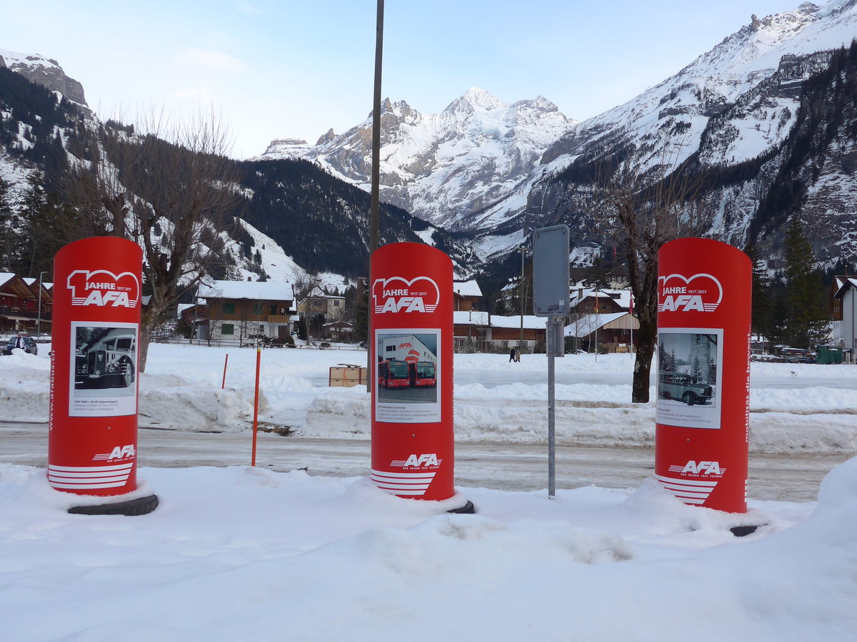 (178'210) - Sulen zum Jubilum 100 Jahre AFA 1917 - 2017 am 28. Januar 2017 beim Bahnhof Kandersteg