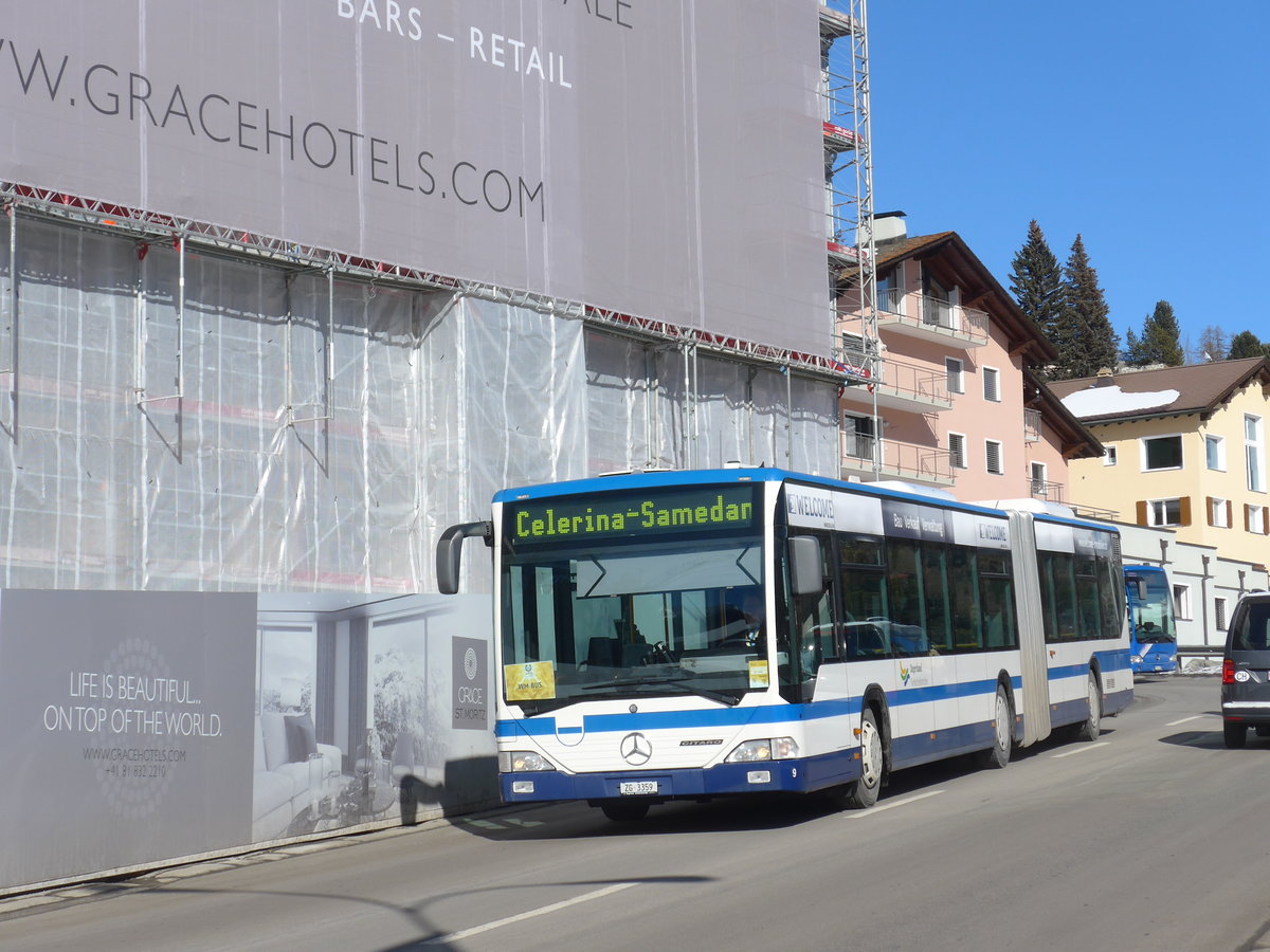 (178'621) - ZVB Zug - Nr. 9/ZG 3359 - Mercedes am 18. Februar 2017 beim Bahnhof St. Moritz