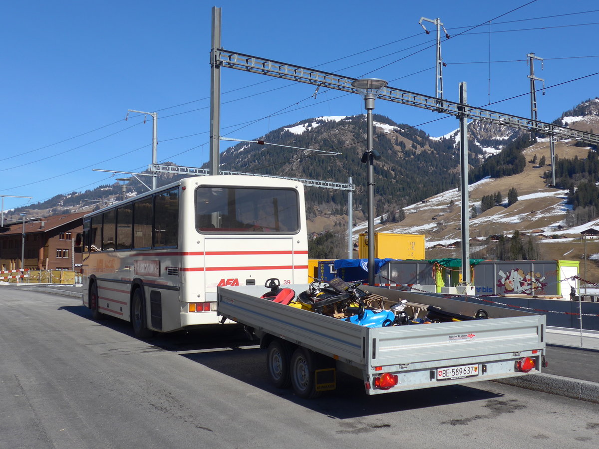 (178'656) - AFA Adelboden - Nr. 39/BE 25'753 - NAW/R&J (ex Nr. 18; ex Autopostale, Mendrisio Nr. 38; ex Piotti, Balerna Nr. 38; ex AAGI Interlaken Nr. 38; ex Schmocker, Beatenberg Nr. 3) am 19. Februar 2017 beim Bahnhof Zweisimmen