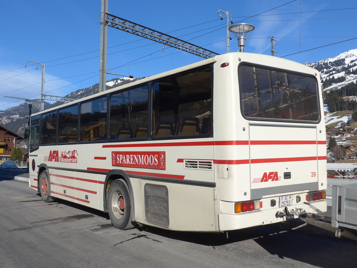 (178'673) - AFA Adelboden - Nr. 39/BE 25'753 - NAW/R&J (ex Nr. 18; ex Autopostale, Mendrisio Nr. 38; ex Piotti, Balerna Nr. 38; ex AAGI Interlaken Nr. 38; ex Schmocker, Beatenberg Nr. 3) am 19. Februar 2017 beim Bahnhof Zweisimmen