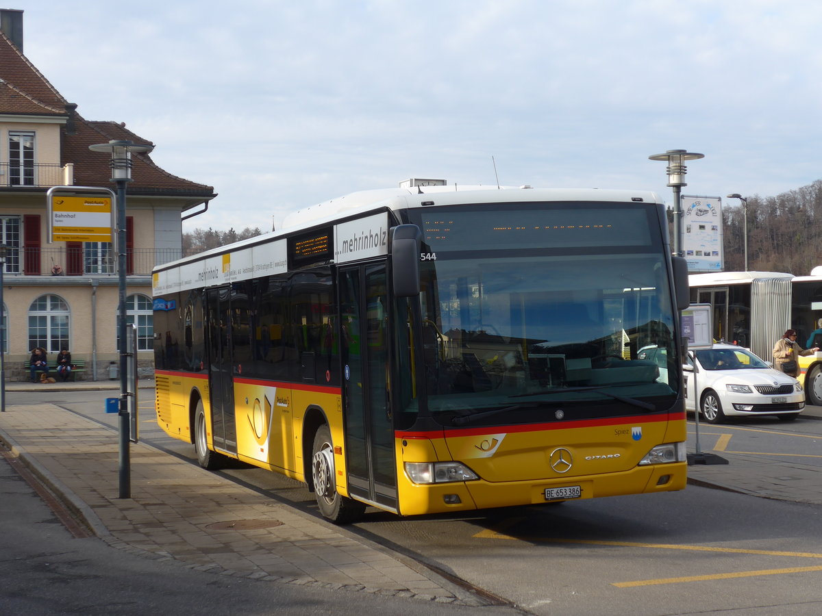 (178'675) - PostAuto Bern - BE 653'386 - Mercedes am 19. Februar 2017 beim Bahnhof Spiez