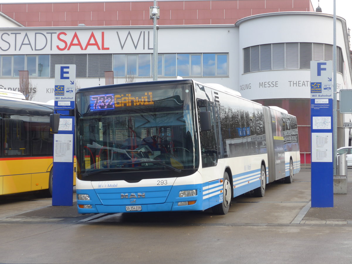 (179'214) - WilMobil, Wil - Nr. 293/SG 354'228 - MAN (ex RTB Altsttten Nr. 3; ex SBC Chur Nr. 97) am 23. Mrz 2017 beim Bahnhof Wil