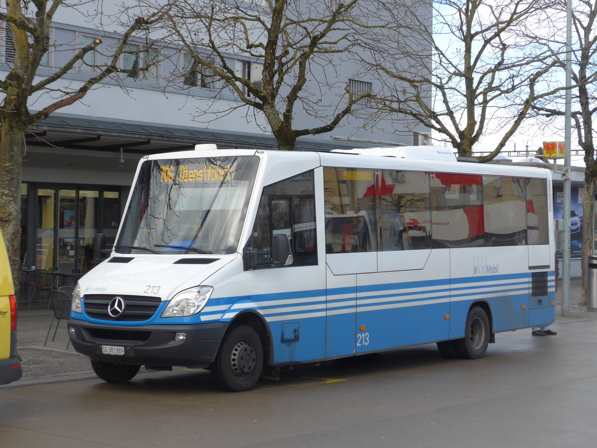 (179'216) - WilMobil, Wil - Nr. 213/SG 381'889 - Mercedes/Kutsenits am 23. Mrz 2017 beim Bahnhof Wil