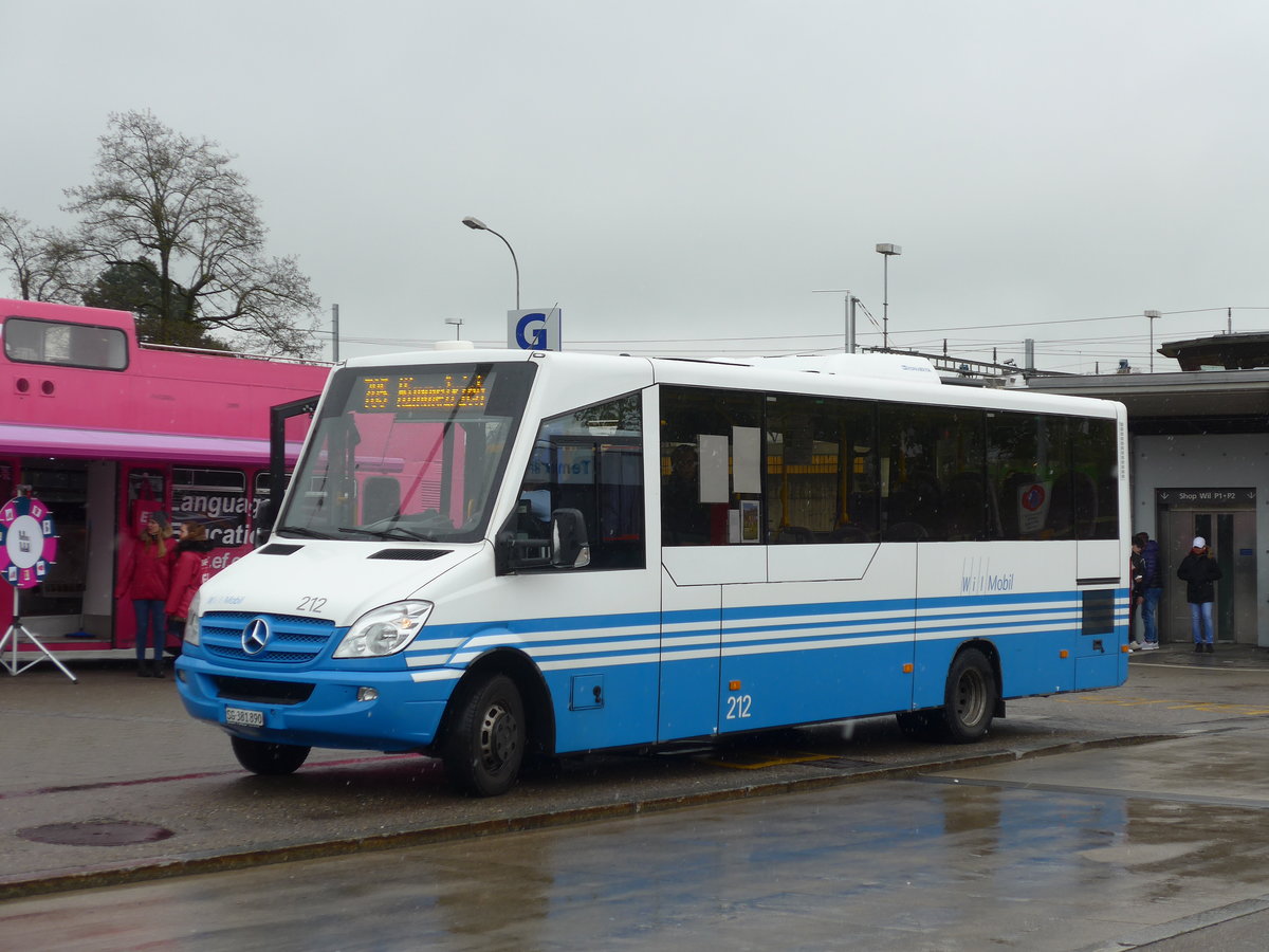 (179'716) - WilMobil, Wil - Nr. 212/SG 381'890 - Mercedes/Kutsenits am 26. April 2017 beim Bahnhof Wil