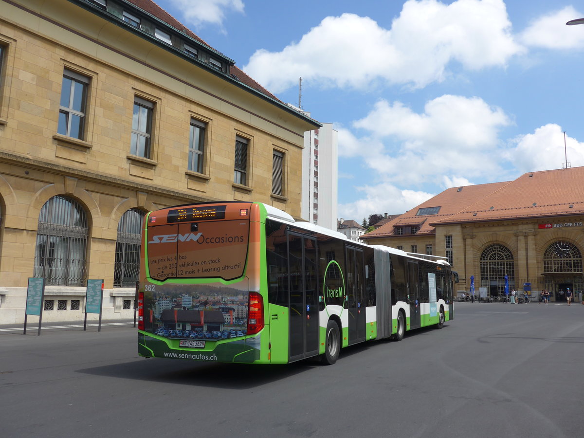 (181'089) - transN, La Chaux-de-Fonds - Nr. 362/NE 145'362 - Mercedes am 12. Juni 2017 beim Bahnhof La Chaux-de-Fonds