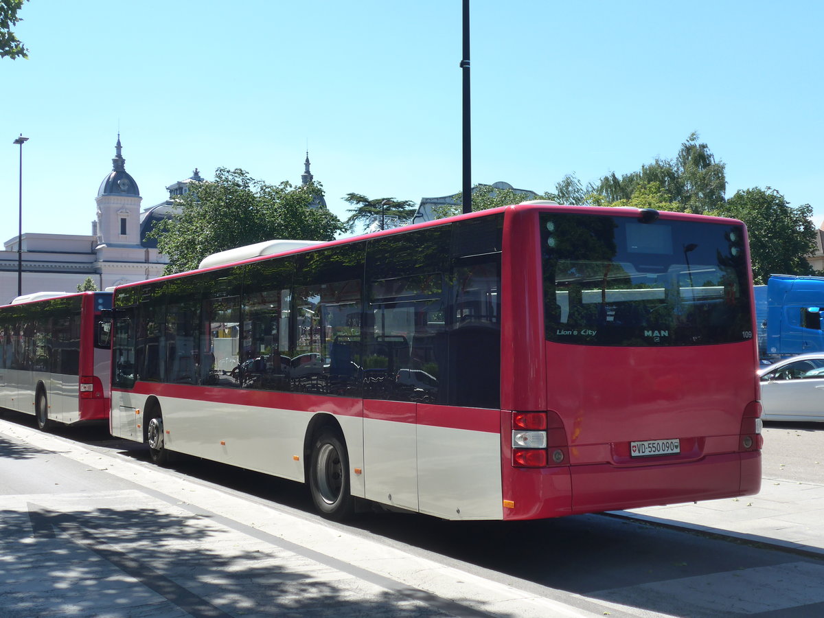 (181'168) - TRAVYS Yverdon - Nr. 109/VD 550'090 - MAN am 18. Juni 2017 beim Bahnhof Yverdon