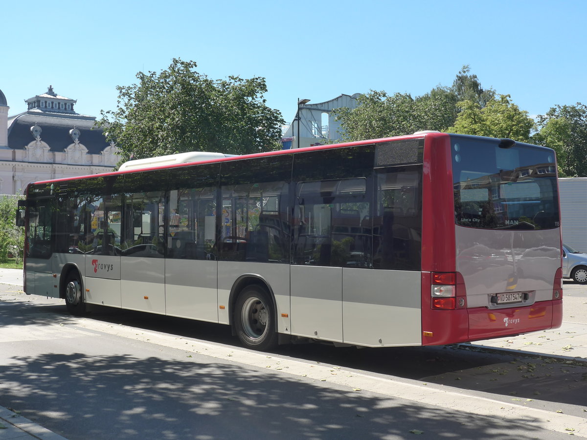 (181'169) - TRAVYS Yverdon - Nr. 115/VD 587'547 - MAN am 18. Juni 2017 beim Bahnhof Yverdon