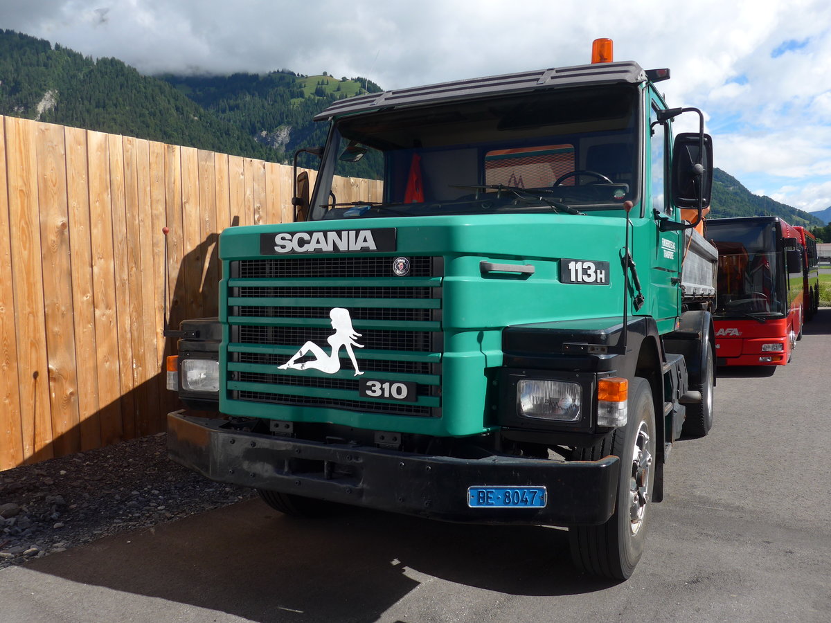 (181'643) - Imobersteg, Frutigen - BE 8047 - Scania am 1. Juli 2017 in Frutigen, Garage AFA