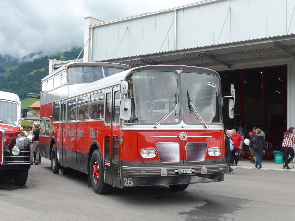 (181'710) - Huselmann, Bern - Nr. 26/BE 1322 U - FBW/Vetter-R&J Anderthalbdecker (ex AFA Adelboden Nr. 9) am 1. Juli 2017 in Frutigen, Garage AFA