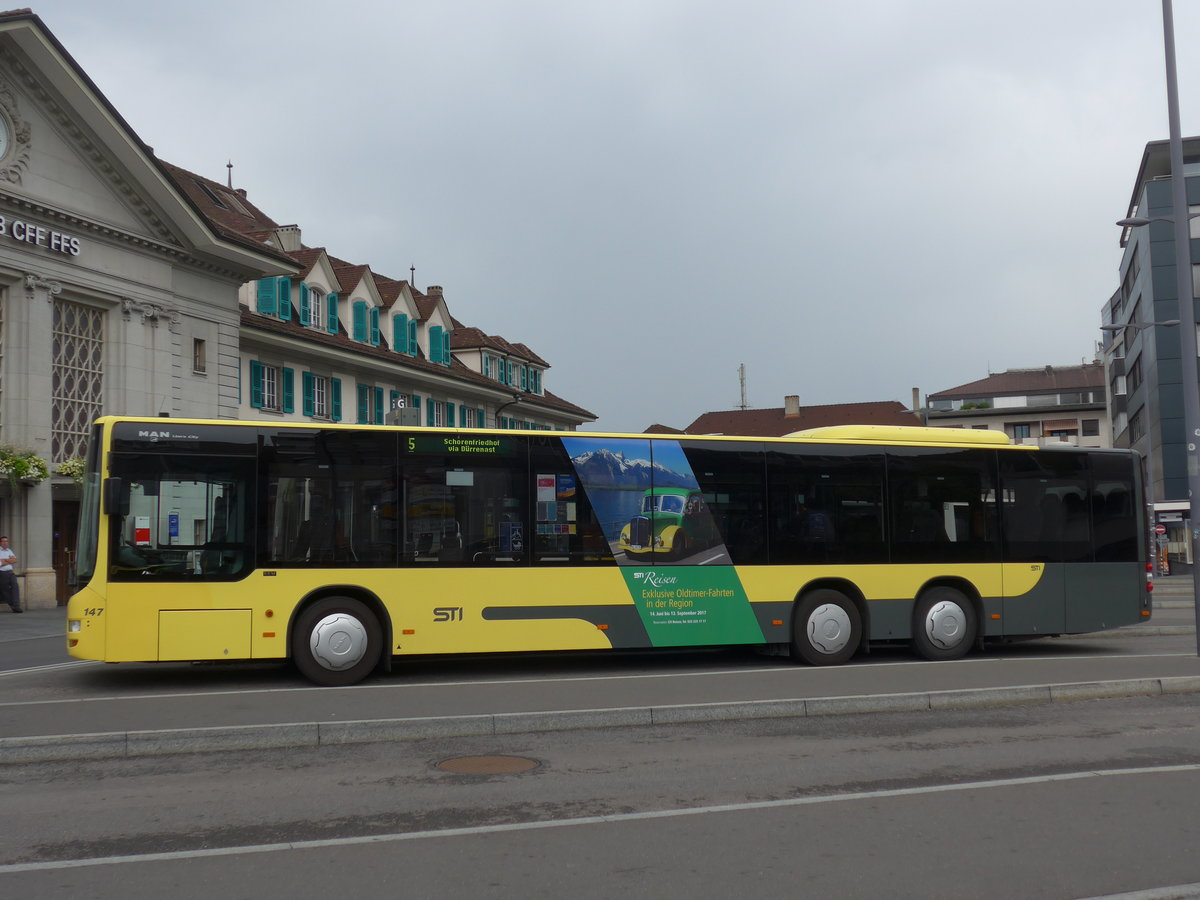 (181'794) - STI Thun - Nr. 147/BE 801'147 - MAN am 9. Juli 2017 beim Bahnhof Thun