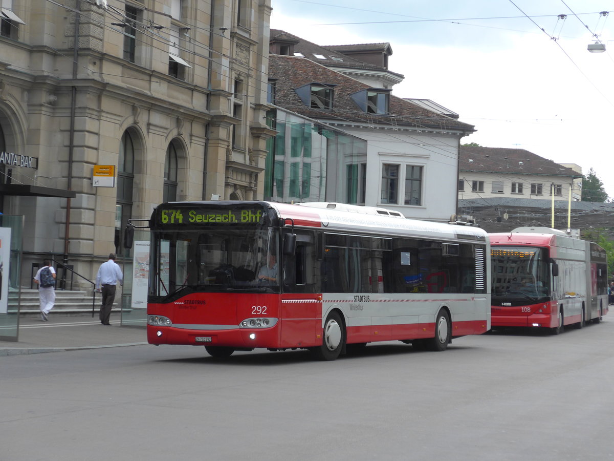 (182'020) - SW Winterthur - Nr. 292/ZH 730'292 - Solaris am 10. Juli 2017 beim Hauptbahnhof Winterthur