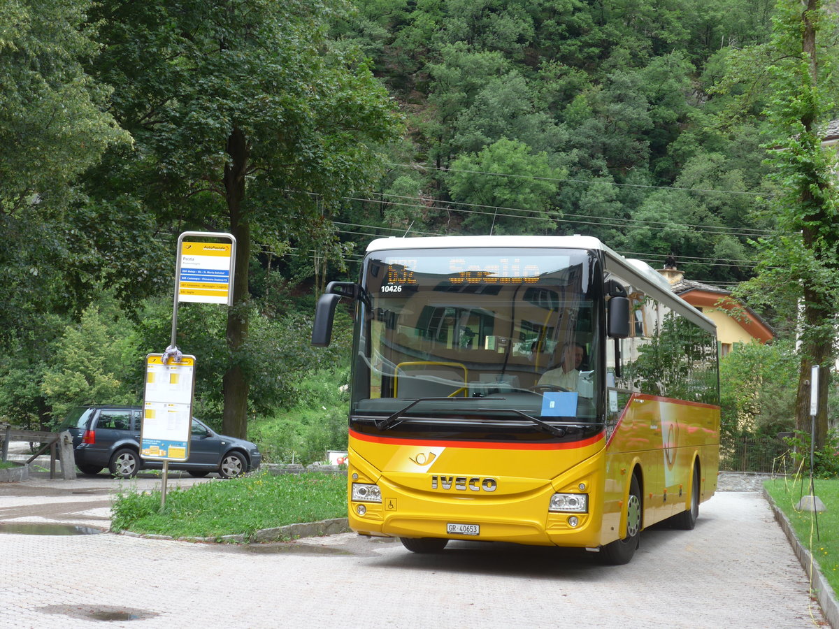 (182'282) - PostAuto Graubnden - GR 40'653 - Iveco am 24. Juli 2017 in Promontogno, Post