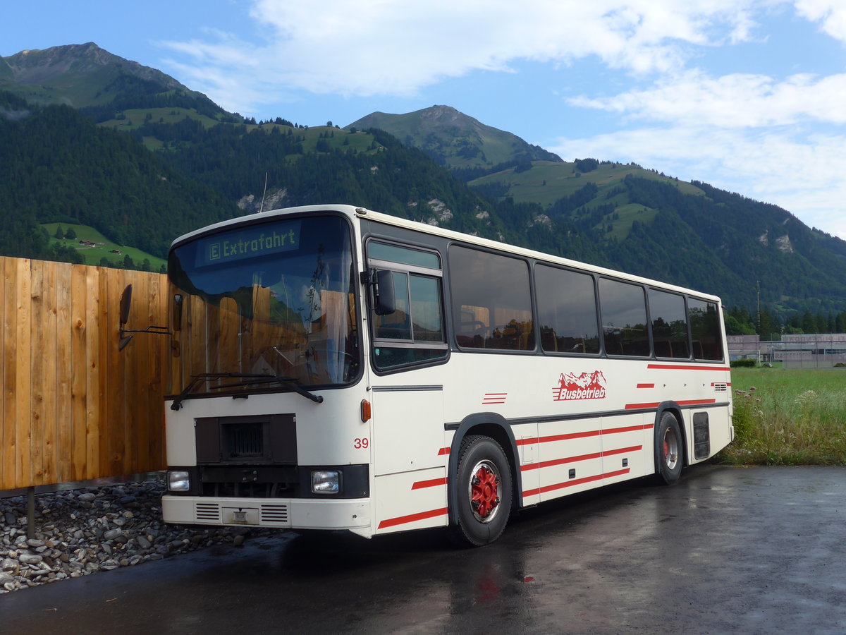 (182'432) - AFA Adelboden - Nr. 39 - NAW/R&J (ex Nr. 18; ex Autopostale, Mendrisio Nr. 38; ex Piotti, Balerna Nr. 38; ex AAGI Interlaken Nr. 38; ex Schmocker, Beatenberg Nr. 3) am 31. Juli 2017 in Frutigen, Garage