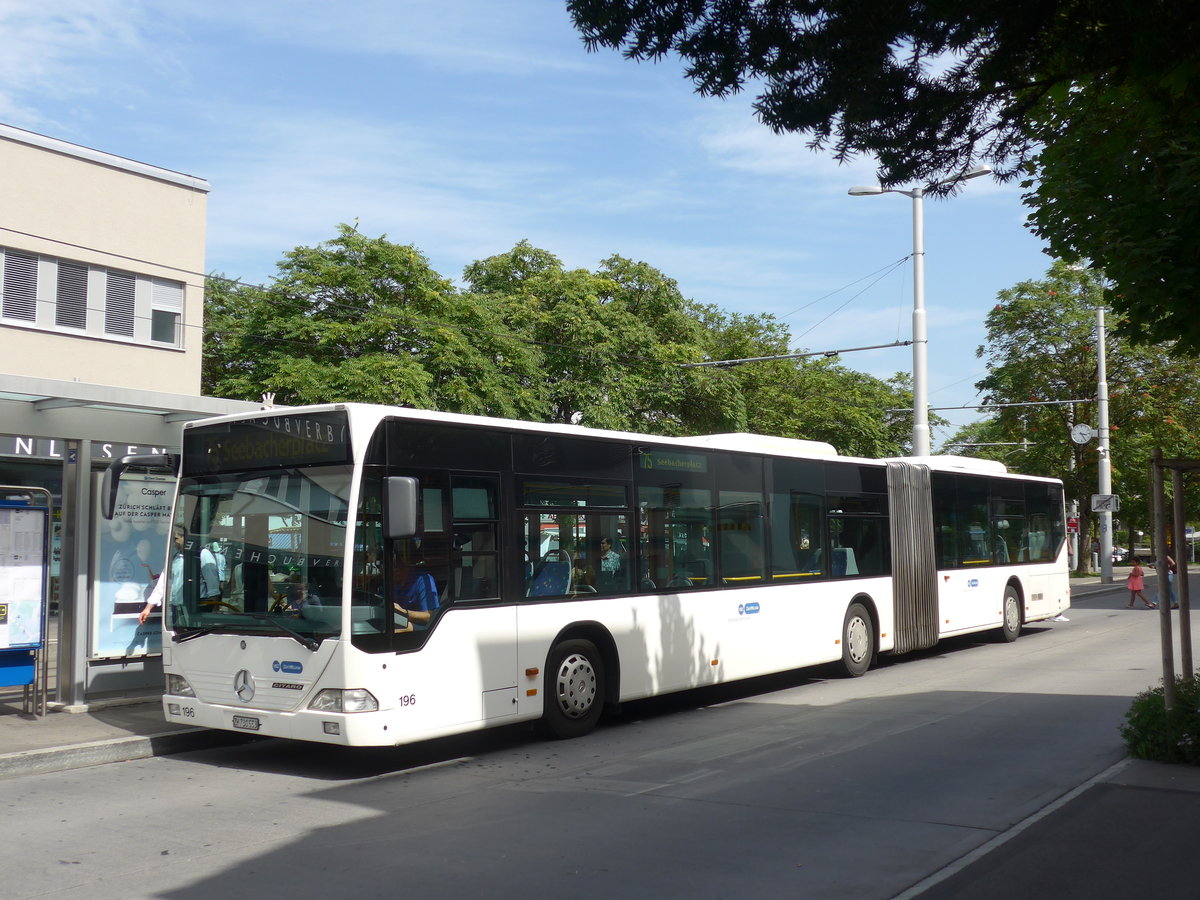 (182'657) - VBZ Zrich - Nr. 196/ZH 730'553 - Mercedes (ex Welti-Furrer, Bassersdorf Nr. 96) am 3. August 2017 in Zrich, Schwamendingerplatz