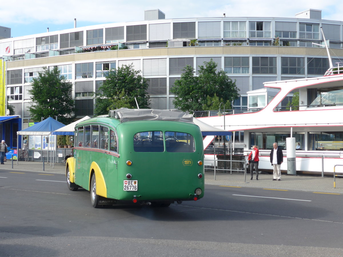 (182'832) - STI Thun - Nr. 15/BE 26'776 - Saurer/Gangloff (ex AvH Heimenschwand Nr. 5) am 6. August 2017 beim Bahnhof Thun