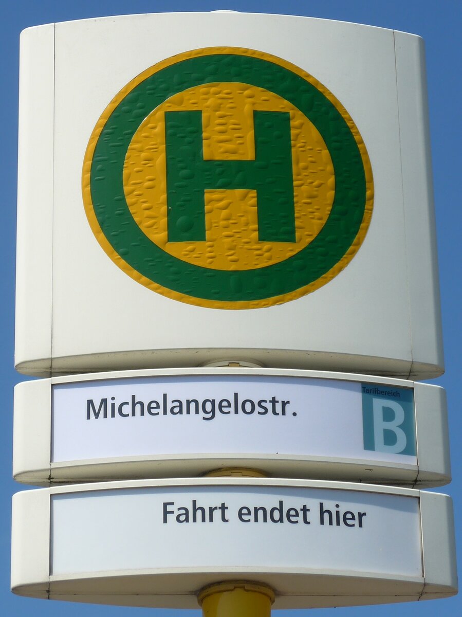 (183'342) - BVG-Haltestellenschild - Berlin, Michelangelostr. - am 10. August 2017