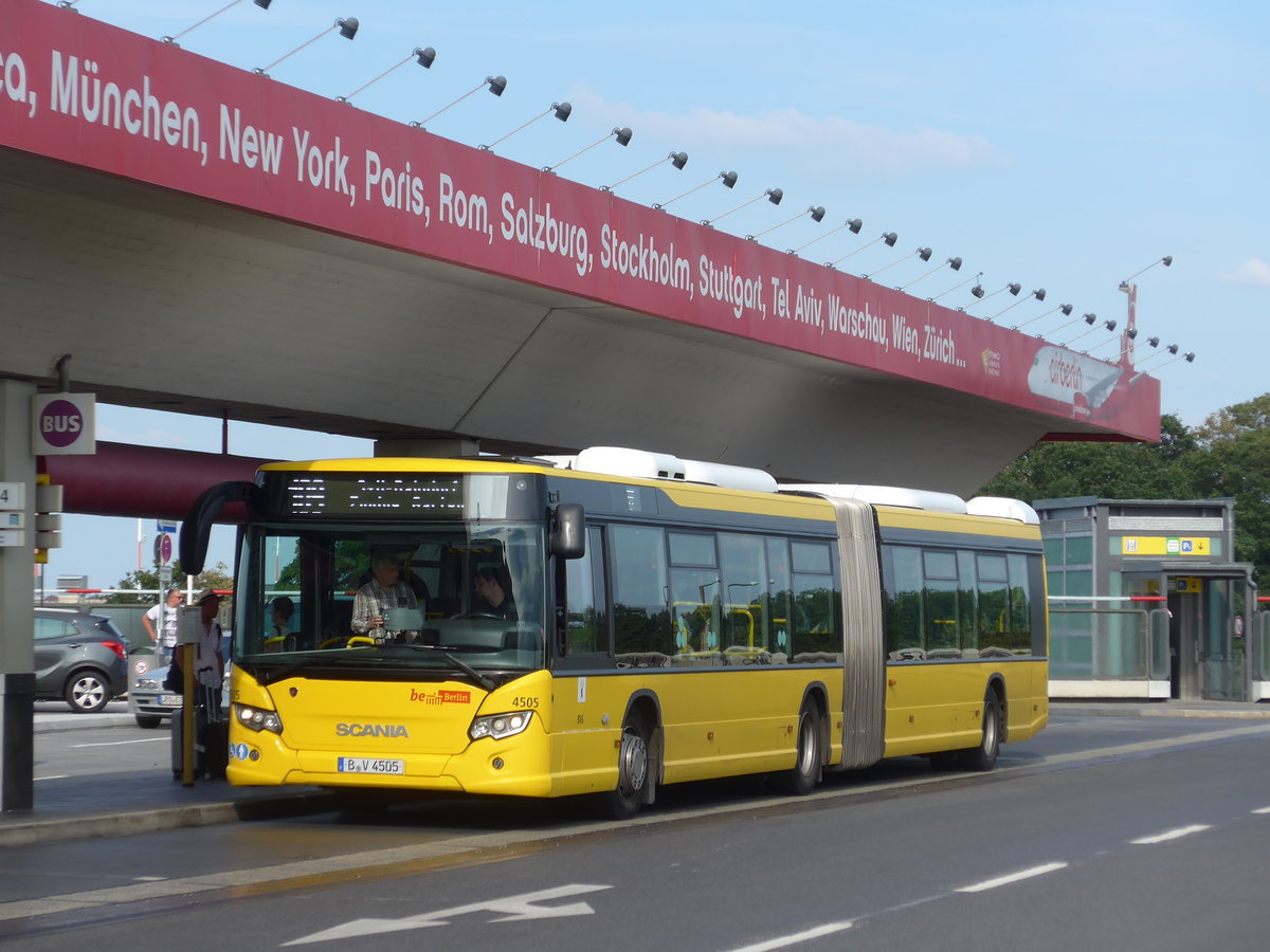 (183'375) - BVG Berlin - Nr. 4505/B-V 4505 - Scania am 10. August 2017 in Berlin, Flughafen Tegel