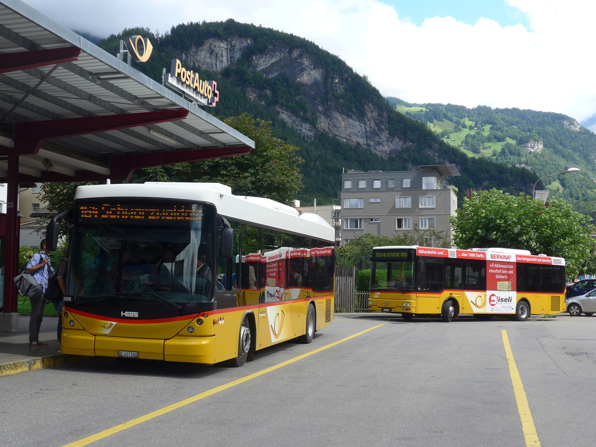 (183'635) - AVG Meiringen - Nr. 68/BE 401'568 - Scania/Hess (ex Nr. 59; ex Steiner, Messen) am 19. August 2017 in Meiringen, Postautostation