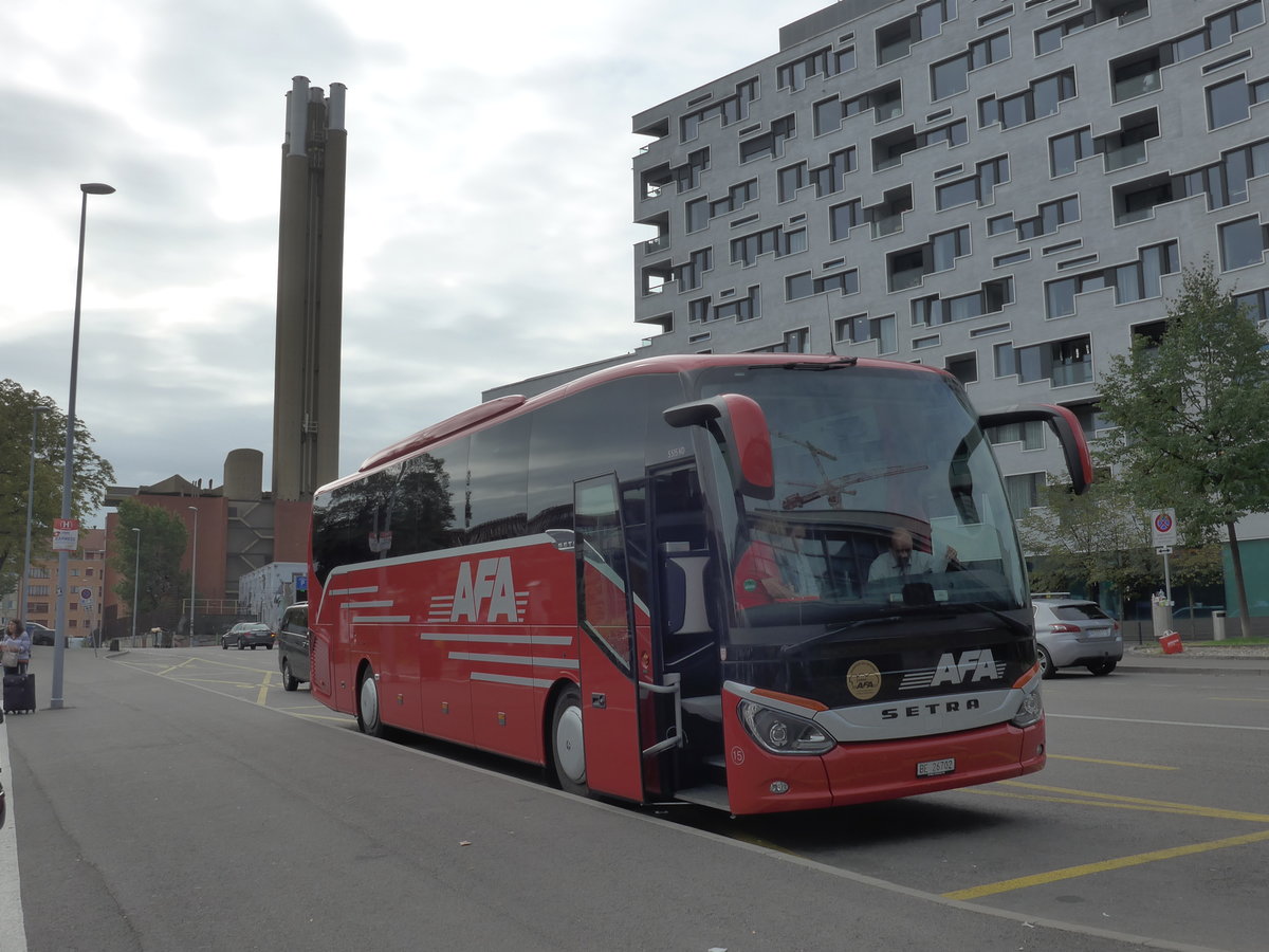 (183'766) - AFA Adelboden - Nr. 15/BE 26'702 - Setra am 21. August 2017 beim Bahnhof Basel